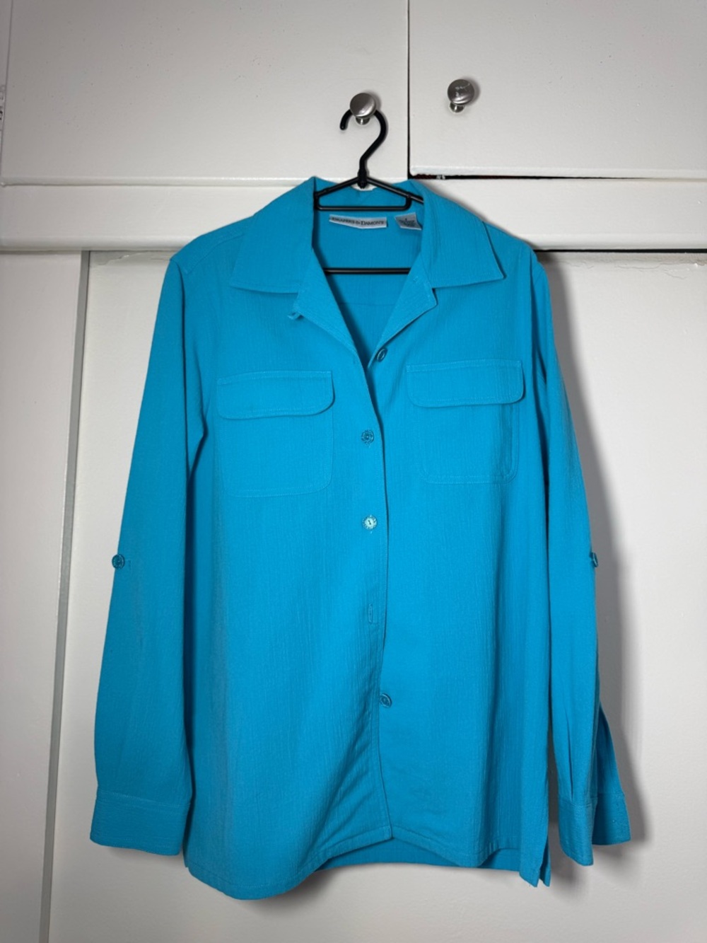 Button-Front Turquoise Long-Sleeve Blouse by Coldwater Creek